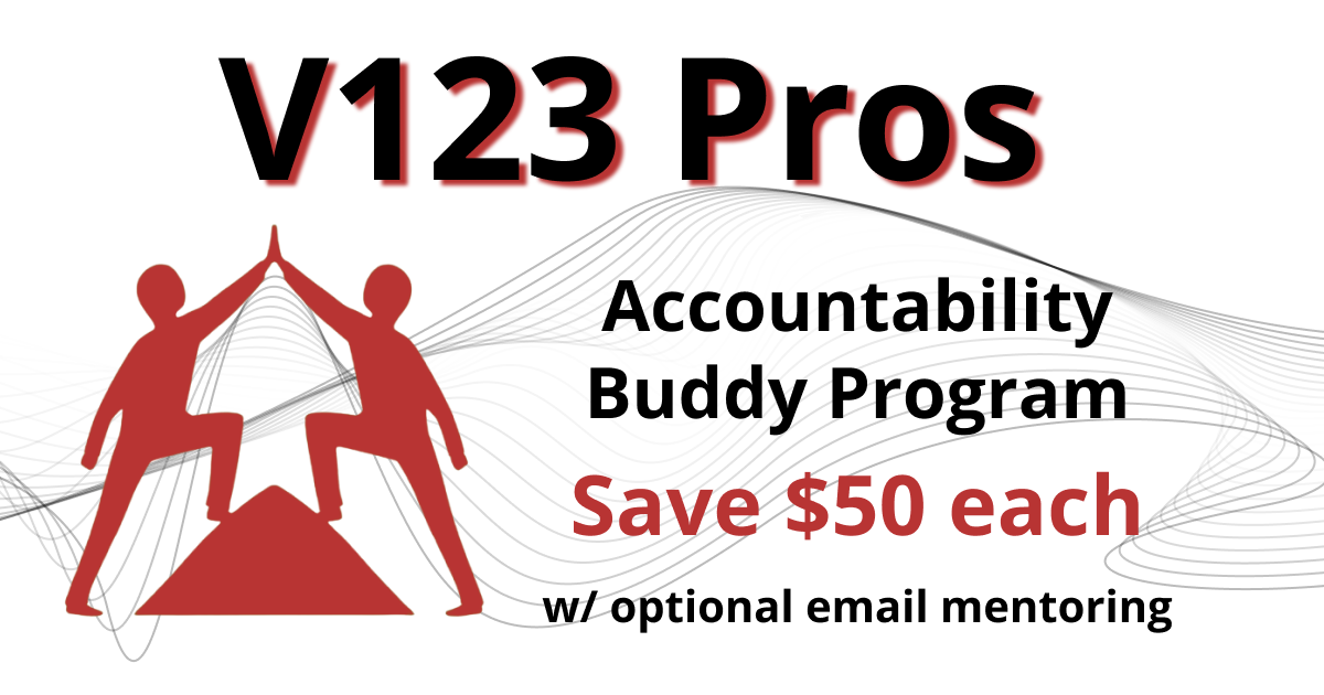 Accountability Buddy Program saves each $50 each on our course with optional email mentoring